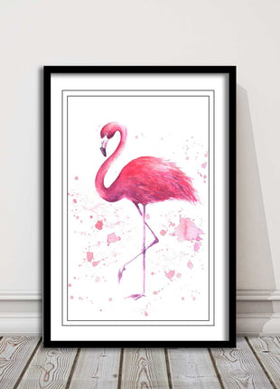 pink flamig colour paint splash white background framed print choice of colours
