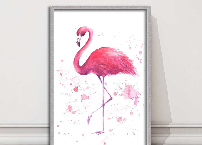 pink flamig colour paint splash white background framed print choice of colours