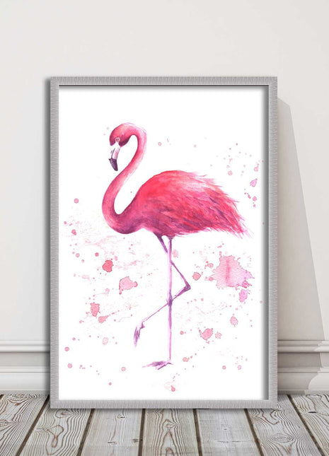 pink flamig colour paint splash white background framed print choice of colours