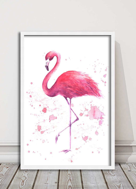 pink flamig colour paint splash white background framed print choice of colours