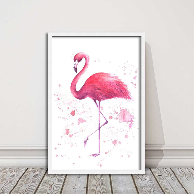pink flamig colour paint splash white background framed print choice of colours