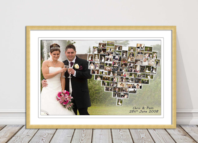 Wedding photo heart collage with frame included my photos in a heart shape