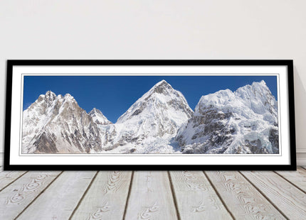 Everest summit mountains framed picture print black white gold grey frames