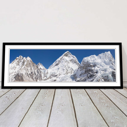 Everest summit mountains framed picture print black white gold grey frames