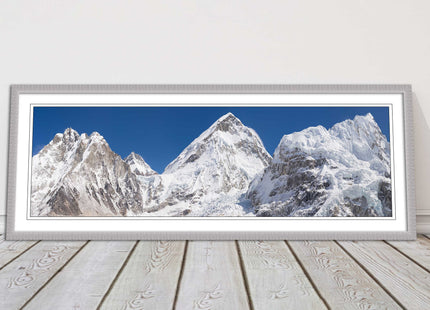 Everest summit mountains framed picture print black white gold grey frames