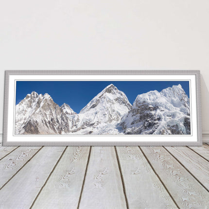 Everest summit mountains framed picture print black white gold grey frames