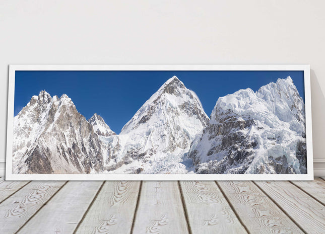 Everest summit mountains framed picture print black white gold grey frames