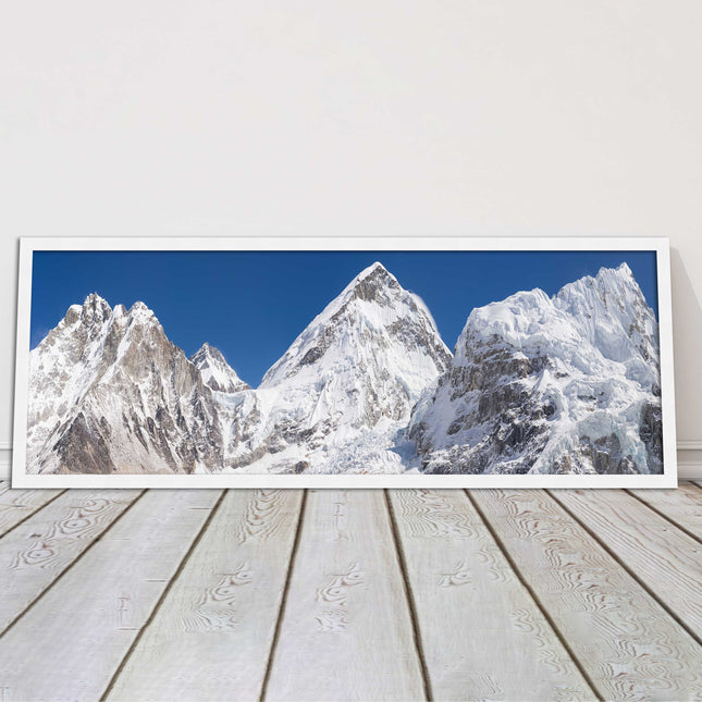 Everest summit mountains framed picture print black white gold grey frames