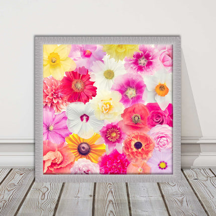 Bright summer flowers. Framed picture print. A choice of frames square.