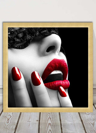 red lips and nails face mask erotic framed picture print choie of frame