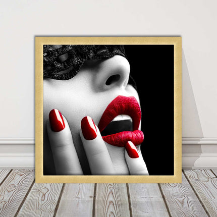 red lips and nails face mask erotic framed picture print choie of frame
