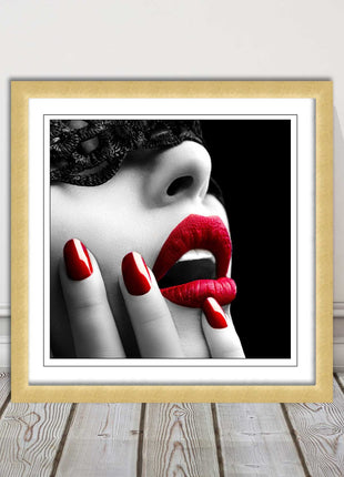 red lips and nails face mask erotic framed picture print choie of frame