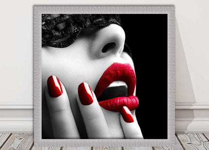 red lips and nails face mask erotic framed picture print choie of frame