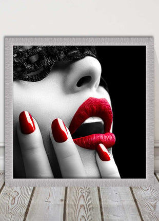 red lips and nails face mask erotic framed picture print choie of frame