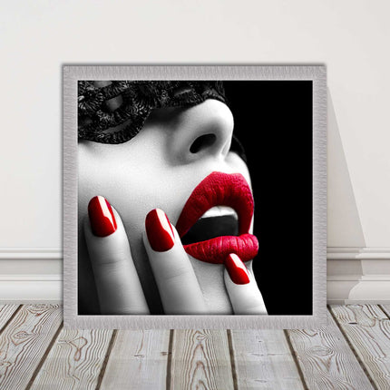 red lips and nails face mask erotic framed picture print choie of frame