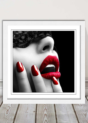 red lips and nails face mask erotic framed picture print choie of frame