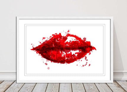 Red lips, colour splash painting print. Framed picture print change colours