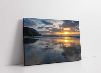 Watergate Bay at sunset. Cornwall. Canvas picture print newquay north coast