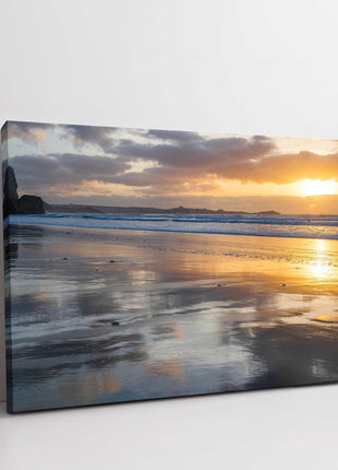 Canvas picture, Watergate Bay at sunset. Cornwall. Landscape seascape