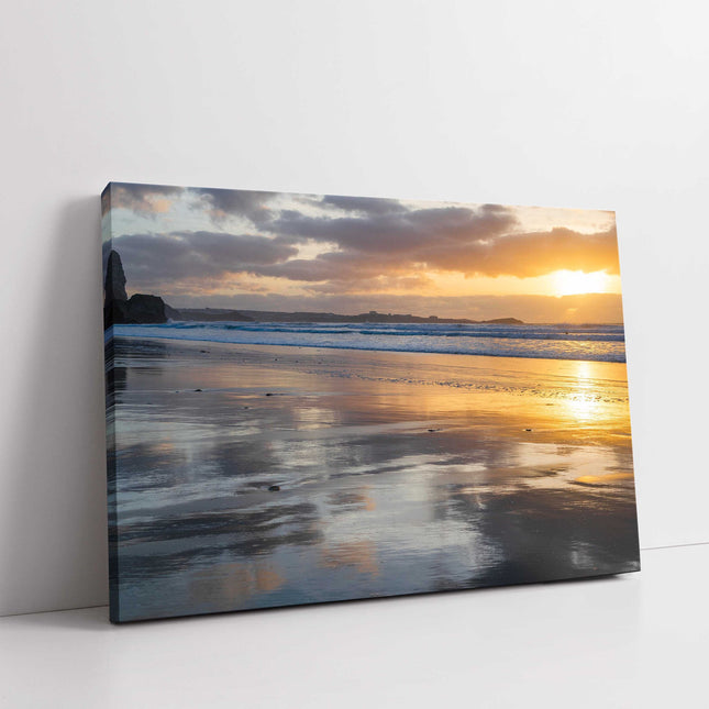 Canvas picture, Watergate Bay at sunset. Cornwall. Landscape seascape