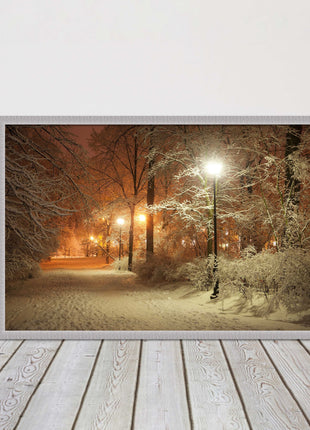 Winter scene at night. Framed picture with choice of frame colours.