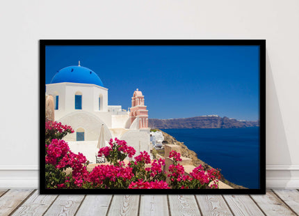 Santorini, Greece. Framed picture print with a choice of frame colours.