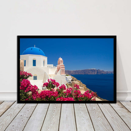 Santorini, Greece. Framed picture print with a choice of frame colours.