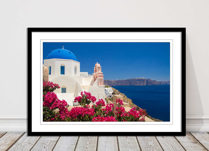 Santorini, Greece. Framed picture print with a choice of frame colours.