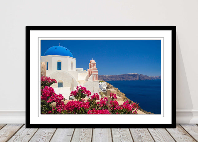 Santorini, Greece. Framed picture print with a choice of frame colours.