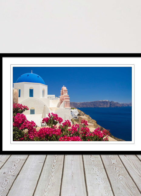 Santorini, Greece. Framed picture print with a choice of frame colours.