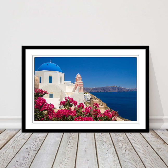 Santorini, Greece. Framed picture print with a choice of frame colours.