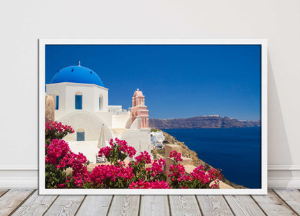 Santorini, Greece. Framed picture print with a choice of frame colours.
