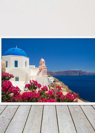 Santorini, Greece. Framed picture print with a choice of frame colours.