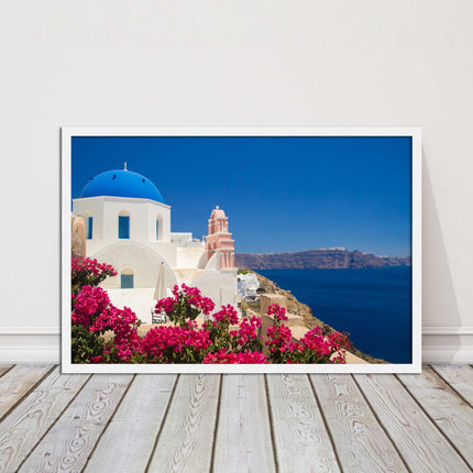 Santorini, Greece. Framed picture print with a choice of frame colours.