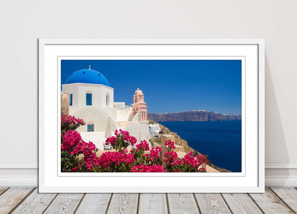 Santorini, Greece. Framed picture print with a choice of frame colours.