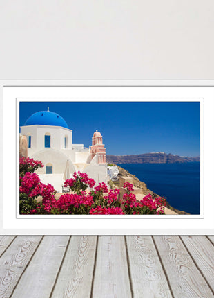 Santorini, Greece. Framed picture print with a choice of frame colours.