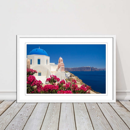 Santorini, Greece. Framed picture print with a choice of frame colours.