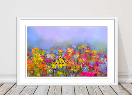 summer flowers print and picture frame ready to hang wall art home decor
