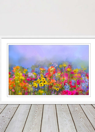 summer flowers print and picture frame ready to hang wall art home decor