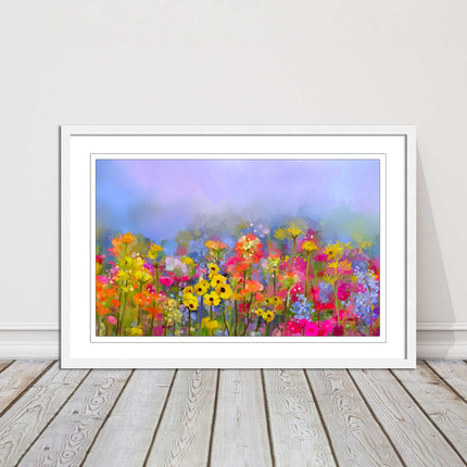 summer flowers print and picture frame ready to hang wall art home decor