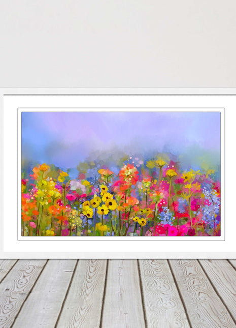 summer flowers print and picture frame ready to hang wall art home decor