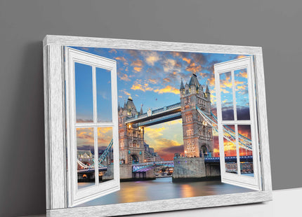 Window frame style Canvas Print. London Bridge at sunset.