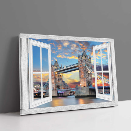 Window frame style Canvas Print. London Bridge at sunset.