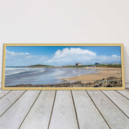 Fistral Beach, Newquay. Panoramic framed picture print, Cornwall beach scene.