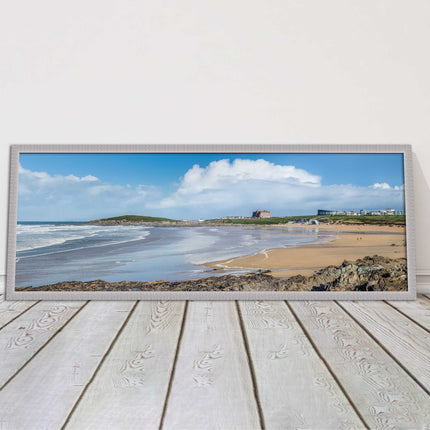 Fistral Beach, Newquay. Panoramic framed picture print, Cornwall beach scene.