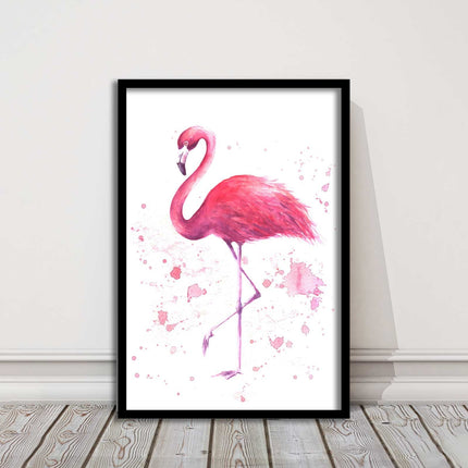 pink flamig colour paint splash white background framed print choice of colours