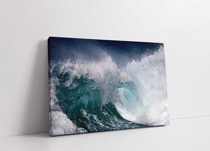 Ocean waves breaking surf canvas picture print stunning blues