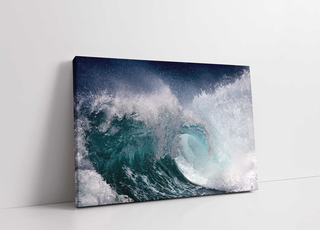 Ocean waves breaking surf canvas picture print stunning blues