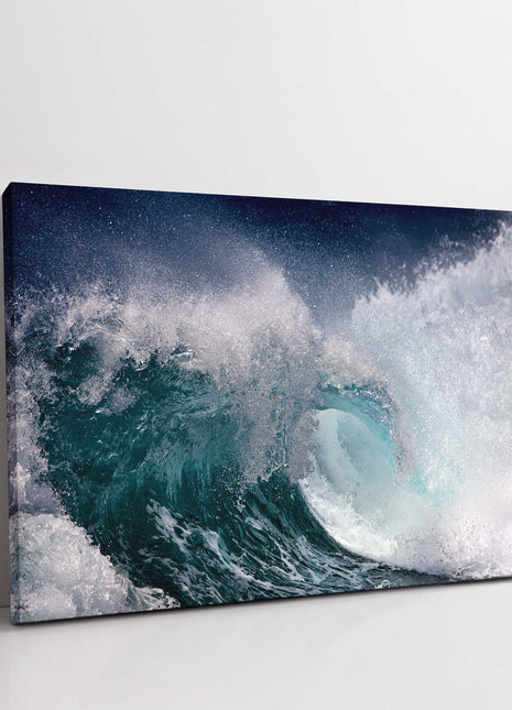 Ocean waves breaking surf canvas picture print stunning blues