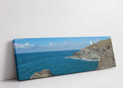 Trevose head lighthouse on North Cornwall coast. Panoramic canvas picture print
